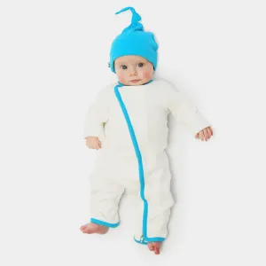 zip-up babygrow set - white & blue