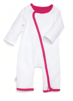 zip-up babygrow set - white & pink