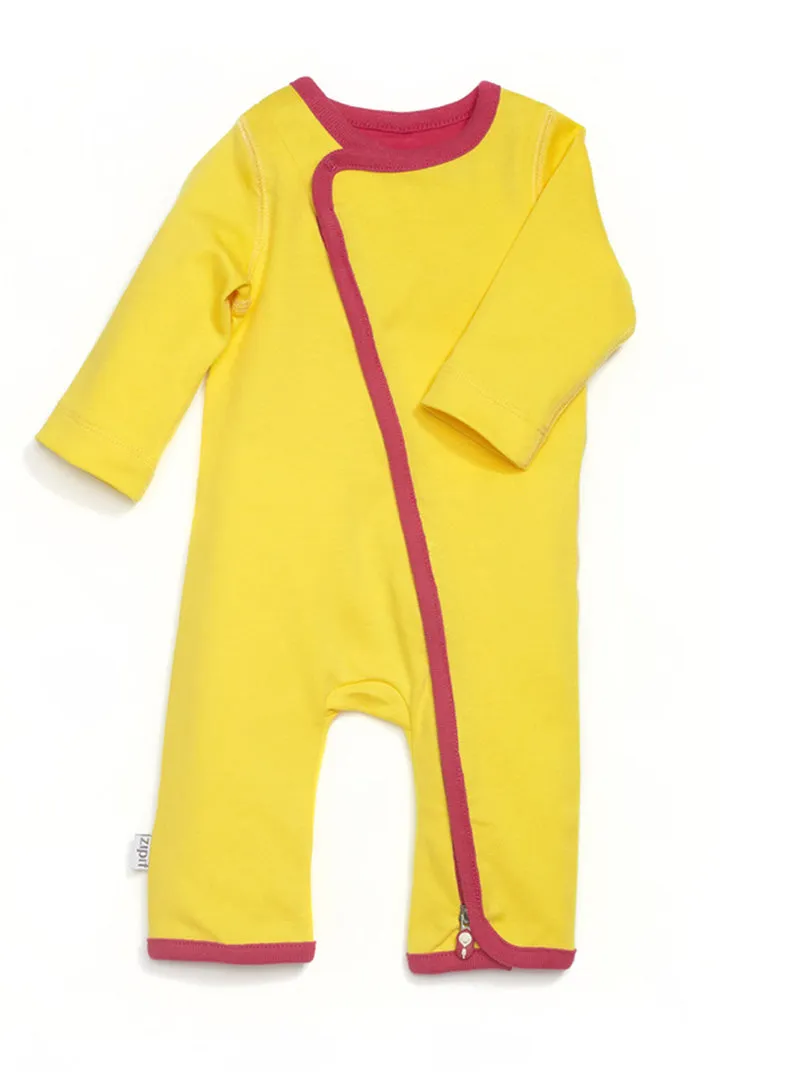 zip-up babygrow sunshine yellow