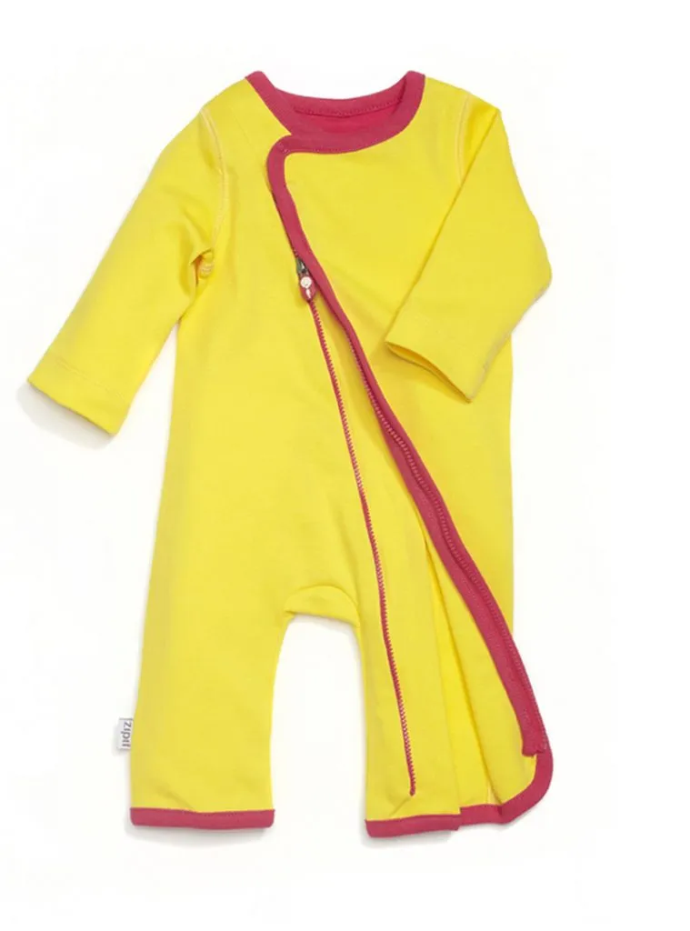 zip-up babygrow sunshine yellow