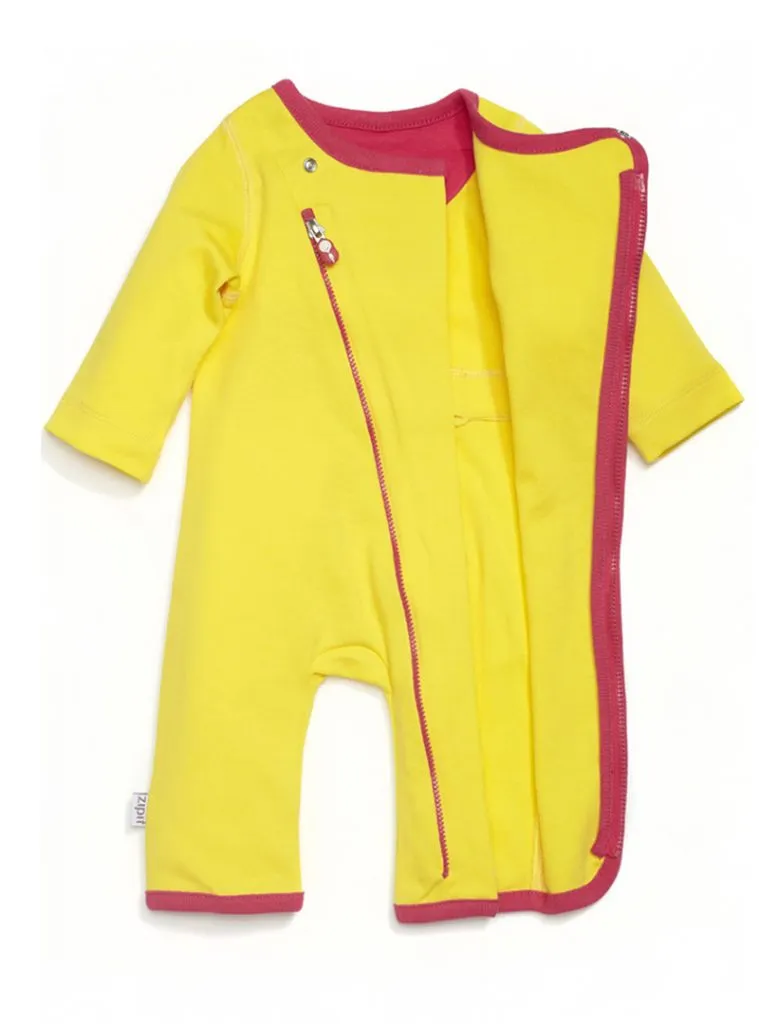 zip-up babygrow sunshine yellow