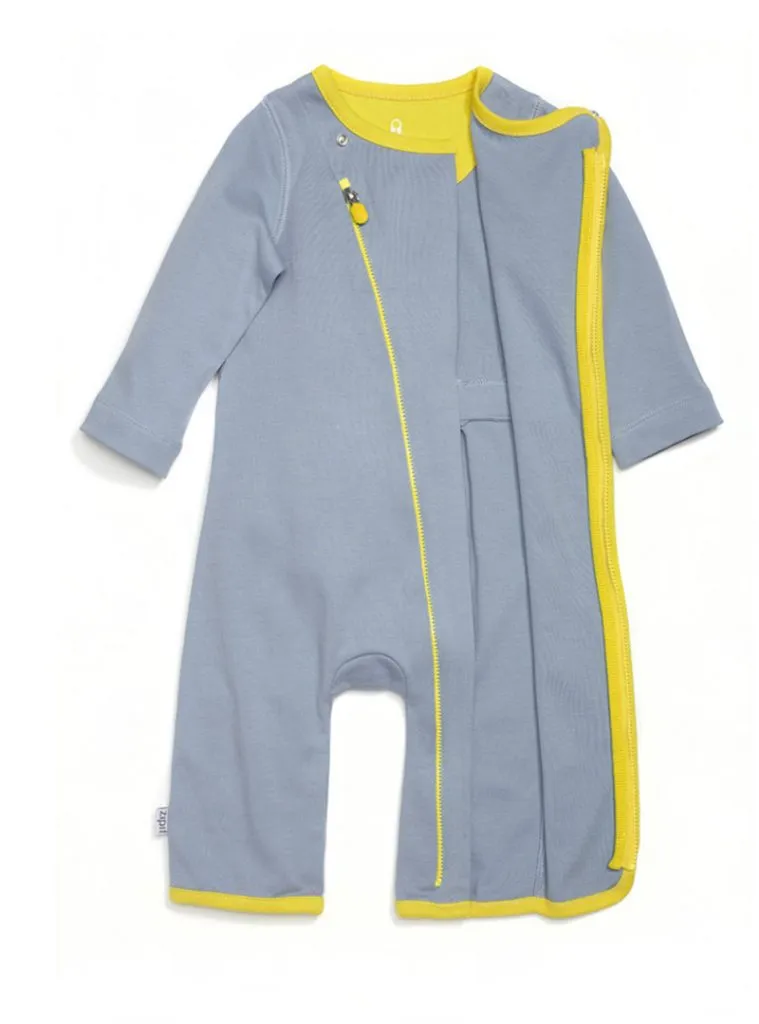 zip-up babygrow vintage grey