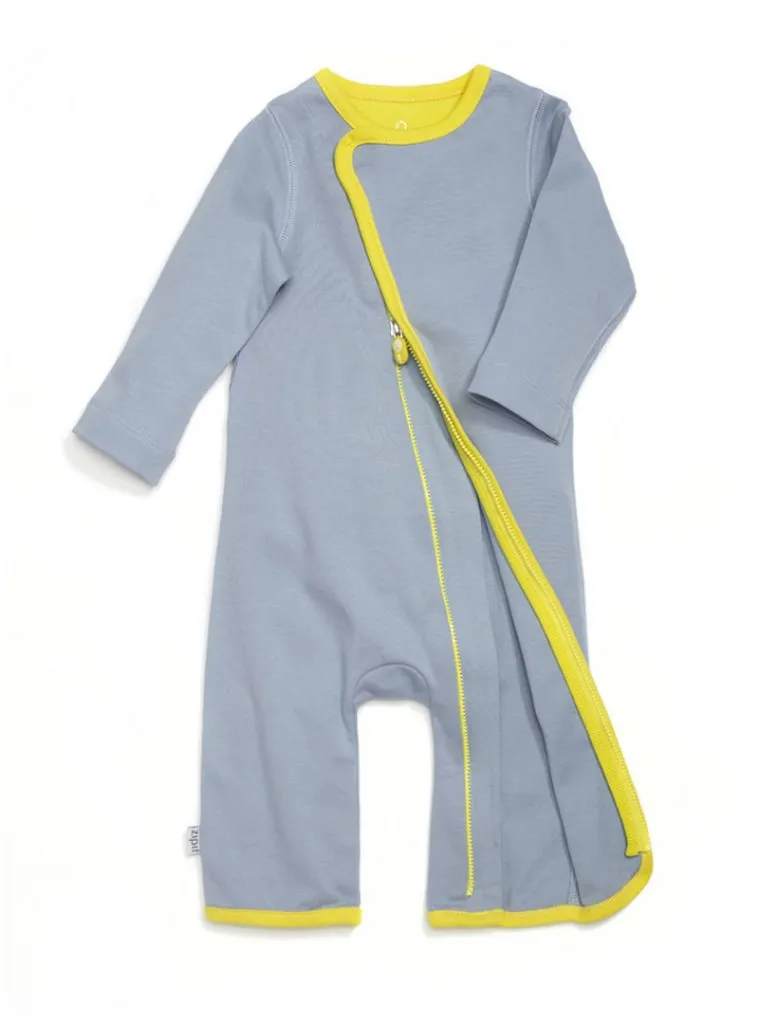 zip-up babygrow vintage grey