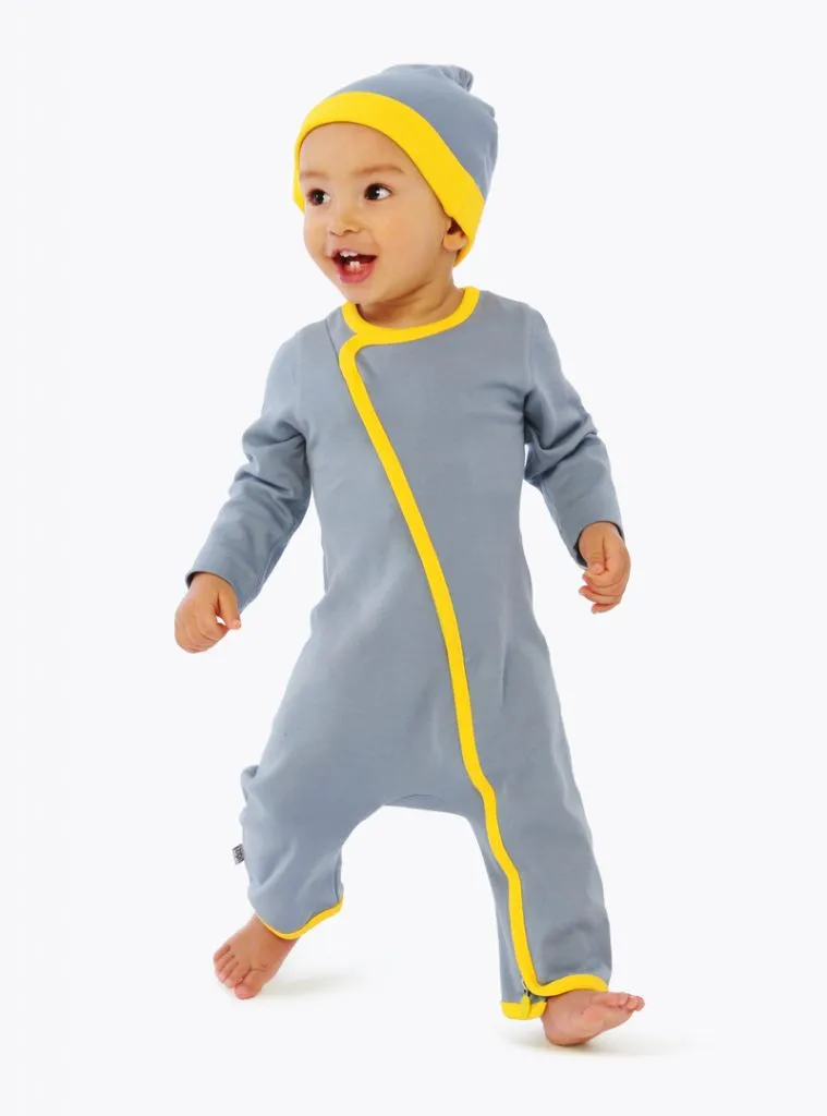 zip-up babygrow vintage grey