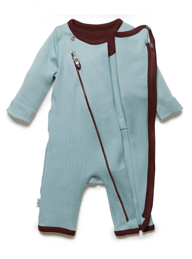 zip-up onesie surf green
