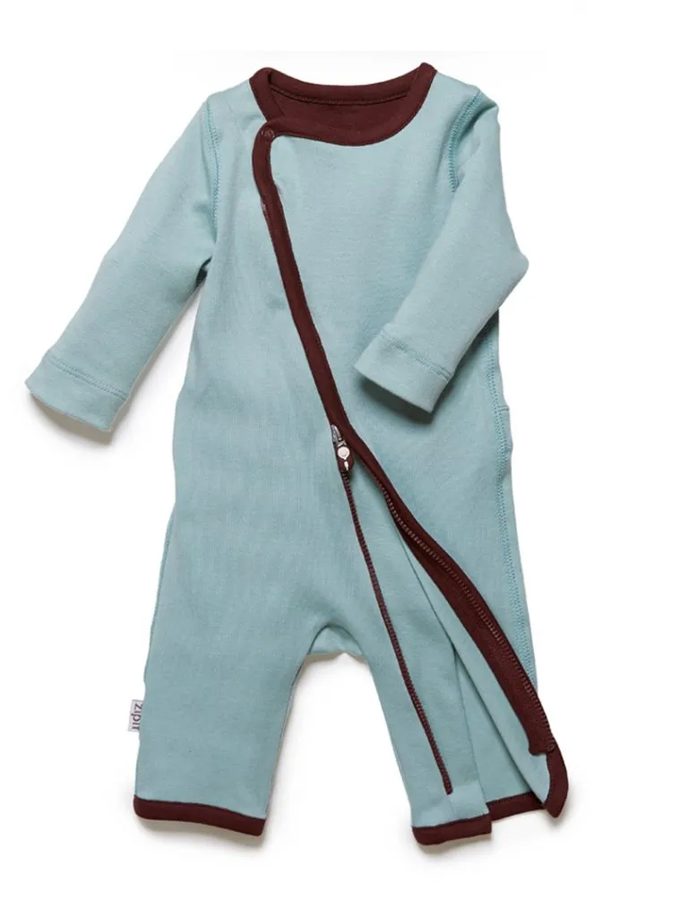 zip-up onesie surf green