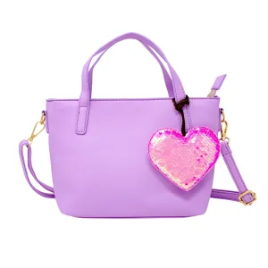 Zomi Gems Leather Tote Bag w/Charm - Purple w/Heart